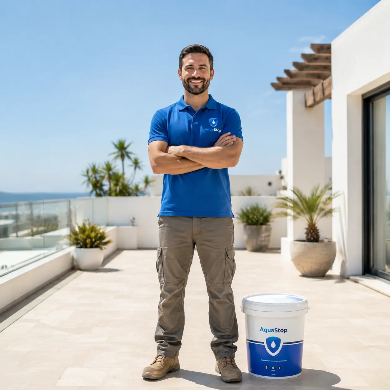 Professionnel du bâtiment recommandant AQUASTOP
